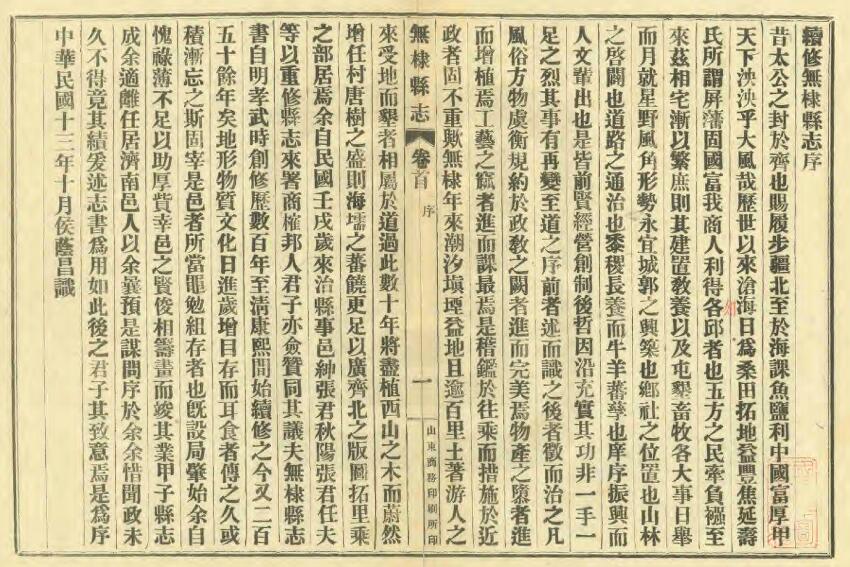 山东省滨州市《民国无棣县志》全二十四卷 侯荫昌修 张方犀纂PDF电子版地方志下载插图1 山东省滨州市《民国无棣县志》全二十四卷 侯荫昌修 张方犀纂PDF电子版地方志下载插图1
